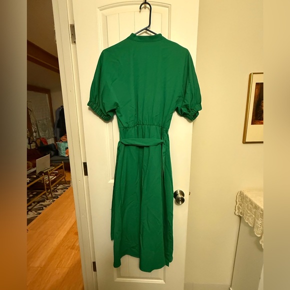 Zara Kelly Green Midi Dress & Matching Animal Skin Bag With Metal Chain Set NWOT - Picture 4 of 15